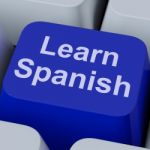 Learn Spanish Key Shows Studying Language Online Stock Photo