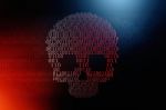 2d Rendering Digital Skull And Crossbones On Binary Code Stock Photo