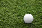 Side Golf On Green Grass Field Stock Photo