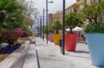 Benalmadena, Andalucia/spain - May 9 : Massive Flower Pots In Be Stock Photo