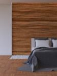 3ds Bed And Bamboo Wall Stock Photo