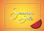 Summer Sale Promotion Season With Watermelon And Frame Backgroun Stock Photo