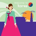 Korea Women National Dress   Design And Background Stock Photo