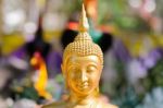 Face Of Golden Buddha Sculpture, Thailand Stock Photo