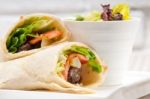 Kafta Shawarma Chicken Pita Wrap Roll Sandwich Stock Photo