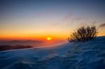 Sunrise On Deogyusan Mountains Covered With Snow In Winter,south Korea Stock Photo