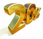 3d Gold 20 Twenty Percent Discount Sign Stock Photo