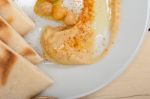 Hummus With Pita Bread Stock Photo