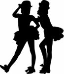 Dancing Silhouettes Children Stock Photo