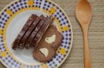 Cakes With Jelly And Coconut With Chocolate Banana Stock Photo