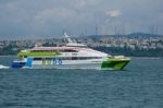 Istanbul, Turkey - May 26 : Boat Cruising Down The Bosphorus In Istanbul Turkey On May 26, 2018 Stock Photo