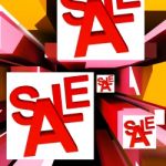 Sale On Cubes Showing Special Discounts Stock Photo