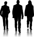 Silhouette guys walking Stock Photo