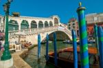 Venice Italy Rialto Bridge View Stock Photo