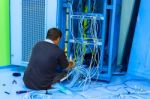 Fix Network Switch In Data Center Room Stock Photo