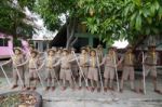 Student 11-12 Years Old, Scout Assembly, Teepangkorn Scout Camp In Samut Sakhon Thailand Stock Photo