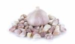 Garlic Isolated On The White Background Stock Photo