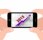 Graph 2015 Displays Financial Forecast Projecting Growth Stock Photo