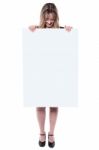 Woman Holding Placard Stock Photo