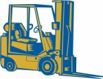 Forklift Truck Side Woodcut Stock Photo