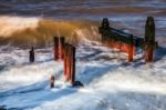 Reculver Sea Defences Stock Photo