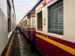 The Train Was Parked At Train Station And Waiting For Someone Get In The Train Stock Photo