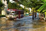 Severe Flood In Bangkok, Thailand Stock Photo