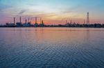 Oil Refinery At Twilight Stock Photo