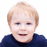 Toddler Blond And Blue Eyes Boy Child With Various Facial Expres Stock Photo