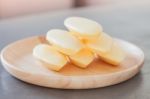 Traditional Thai Cookies On Wooden Plate Stock Photo