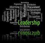 Leadership Word Shows Wordcloud Initiative And Management Stock Photo