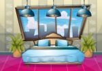 Cartoon  Illustration Interior Bedroom Stock Photo