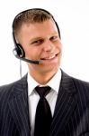 Friendly Customer Service Communicating Stock Photo