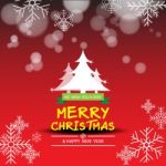 Merry Christmas  And Happy New Year And Snow With Red Color  Background Stock Photo