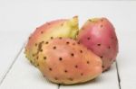 Opuntia Ficus-indica Cactus Fruits On A White Background Stock Photo