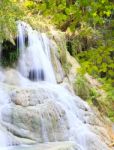 Beautiful Waterfall At Erawan National Park In Kanchanaburi ,tha Stock Photo