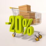 Shopping Cart And Percentage Sign, 20 Percent Stock Photo