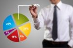 Businessman Drawing Pie Chart Stock Photo