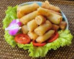 Fried Chinese Traditional Spring Rolls Food Stock Photo