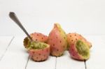 Opuntia Ficus-indica Cactus Fruits On A White Background Stock Photo