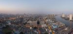 Top View From High Building Roof Morning Light Of Bangkok Capita Stock Photo