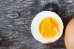 Boiled Egg Cut Half Stock Photo