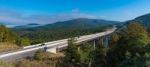 A Rural Interstate Viaduct Through A Forest In Virginia Stock Photo