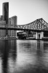 Story Bridge In Brisbane. Black And White Stock Photo