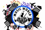 Music World In Abstract Background Stock Photo