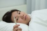 Sick Asian Woman Stock Photo