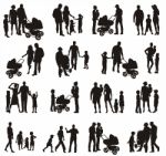 Family Silhouetted  Stock Photo