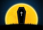 Halloween Coffin Or Casket Moon Graveyard Stock Photo