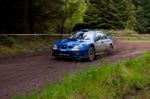 M. Cairns Driving Subaru Impreza Stock Photo