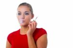 Young Woman Smoking A Cigarette Stock Photo